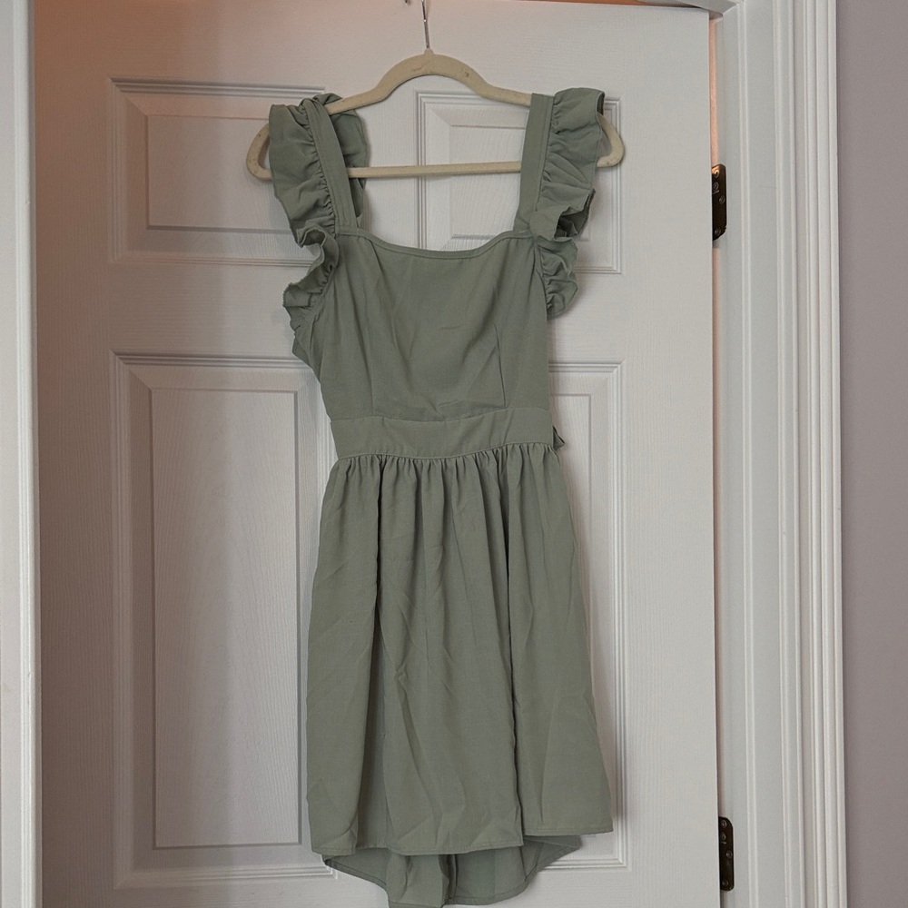 Elegant Green Ruffle Dress